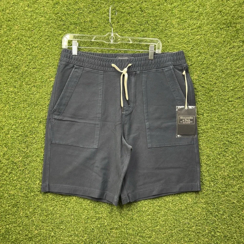 Abercrombie And Fitch Shorts Mens Medium Cotton Blend Drawstring Blue Casual NWT